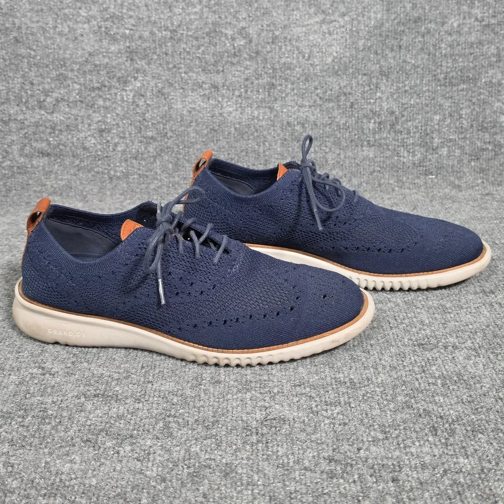Cole Haan Zerogrand Stitchlite Oxford Navy Blue Wingtip Shoes C27569 Mens 9.5 M